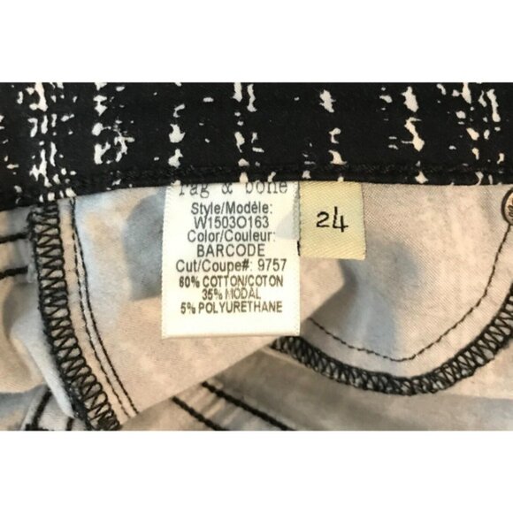 Rag & Bone Jean Black/White Barcode Print Stretch Leggings - Size 24 - NWT - Picture 11 of 12